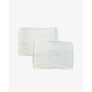 2 Vintage Solid White Flannel Pillowcases Warm Standard Shams 1980s Cotton Pair